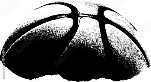 High contrast black and white basketball with pebble texture for sports design