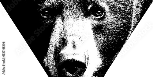 Geometric dotwork bear in high contrast black design for tattoo art
