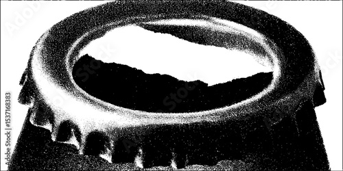 High contrast black and white bottle cap design for bar décor or print