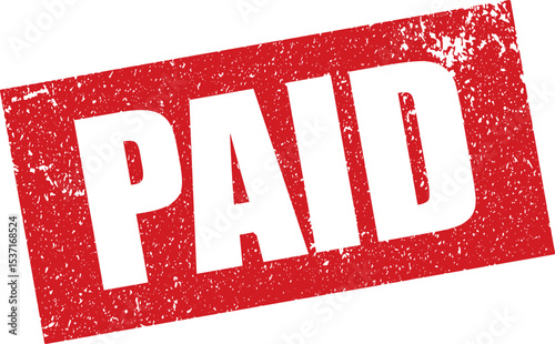 Red Paid Rubber Stamp in Reverse Grunge Vector in Sharp Border, Transparent Background, Svg, Png