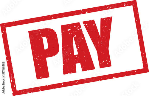 Red Pay Rubber Stamp in Grunge Vector in Sharp Border, Transparent Background, Svg, Png