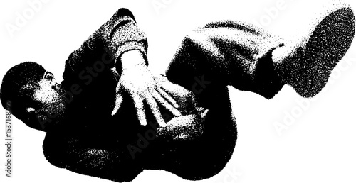 Energetic breakdance silhouette in high contrast black and white
