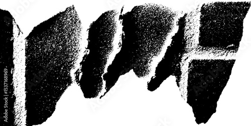 Grunge graffiti fragment on brick wall with high contrast black and white design