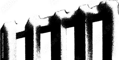 High contrast black and white picket fence abstract design