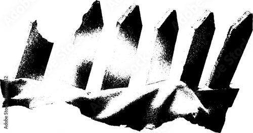 Dramatic high-contrast black and white broken picket fence design