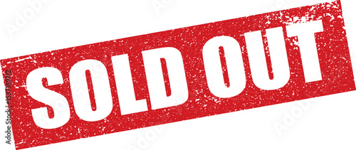 Red Sold Out Rubber Stamp in Reverse Grunge Vector in Sharp Border, Transparent Background, Svg, Png