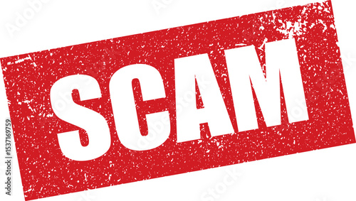Red Scam Rubber Stamp in Reverse Grunge Vector in Sharp Border, Transparent Background, Svg, Png