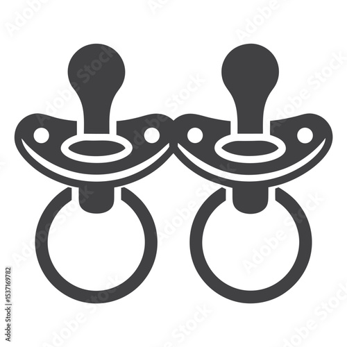 Two Gray Baby Pacifiers Icon Isolated on White Background