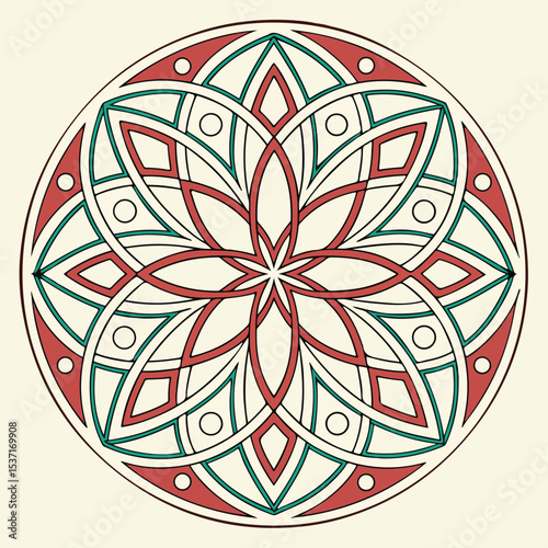 Stylish mandala illustration featuring detailed petals and radial form, ideal for calming visuals and creative use.