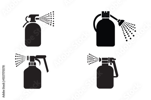 Spray Bottle Silhouettes Set – Cleaning Tool Vector Icons