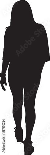 vector; silhouette of a back view of a women walking