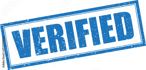 Blue Verified Rubber Stamp in Grunge Vector Modern Double Border, Transparent Background, Svg, Png