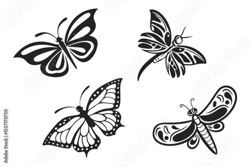 set of butterflies