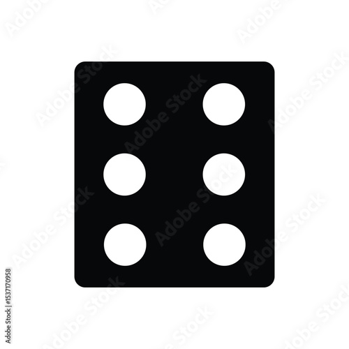 A clear and simple black die displaying the number five with distinct white pips, ideal for gaming or numerical concepts