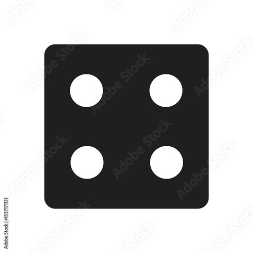 A clear and simple black die displaying the number five with distinct white pips, ideal for gaming or numerical concepts