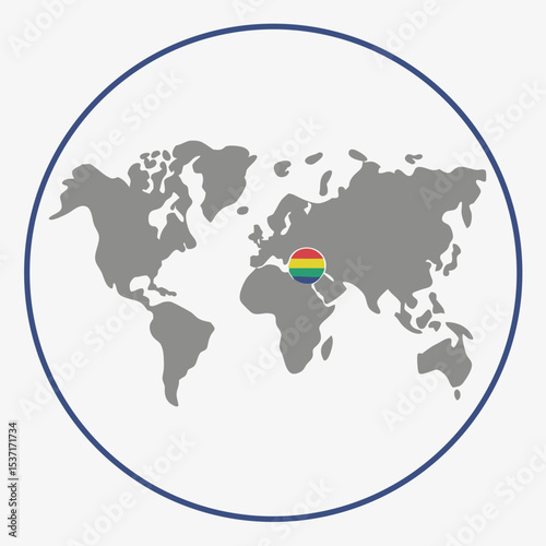 Gray World Map with Rainbow Circle Over Europe Showing L G B T Q Pride globe lgbtq