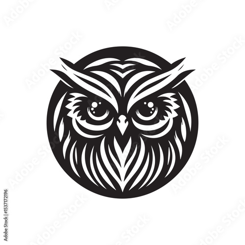 owl eye logo, editable vector image