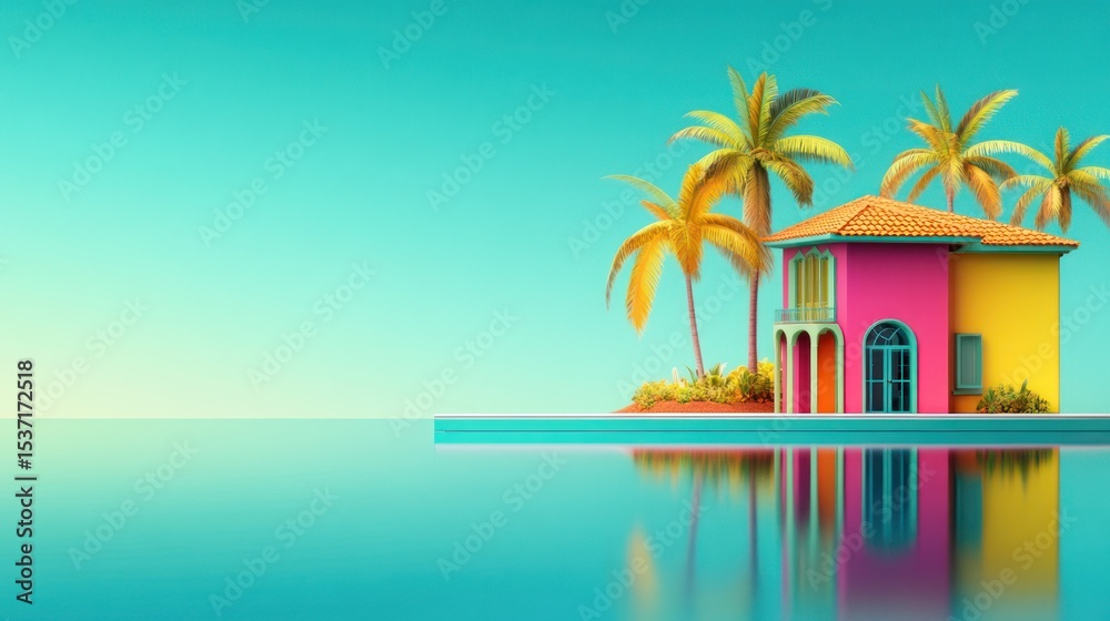 Obraz premium Colorful tropical island house