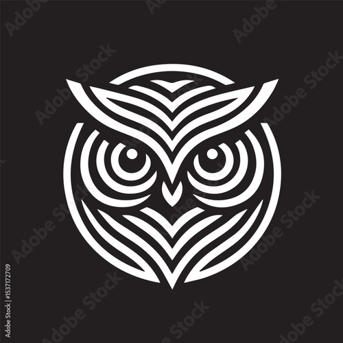 owl eye logo, editable vector image