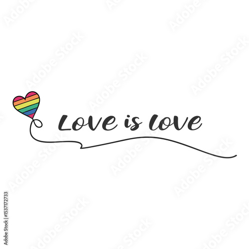 Rainbow Heart Love is Love Text Graphic Design L G B T Q Pride Month Celebration