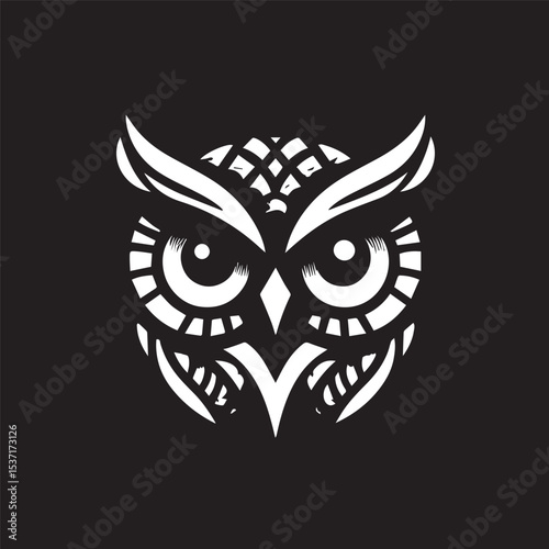 owl eye logo, editable vector image