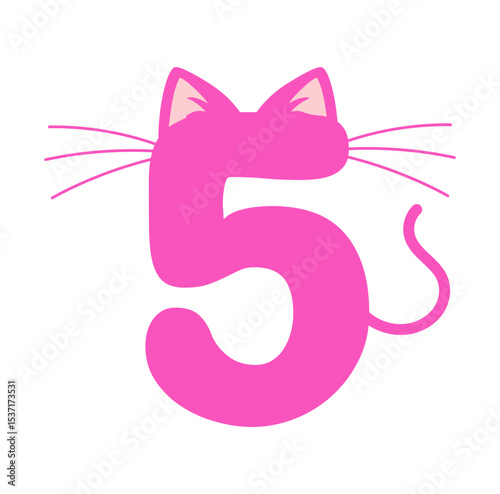 Fifth Birthday Svg file, Happy Birthday Vector, Cat Number 5 File, Birthday Kid Design, Kitty Number 5 Svg, Birthday Girl Clipart, Birthday Party Design, 5th Birthday Clipart, Cat Number 5 File.