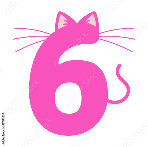 Sixth Birthday Svg file, Happy Birthday Vector, Cat Number 6 File, Birthday Kid Design, Kitty Number 6 Svg, Birthday Girl Clipart, Birthday Party Design, 6th Birthday Clipart, Cat Number 6 File.