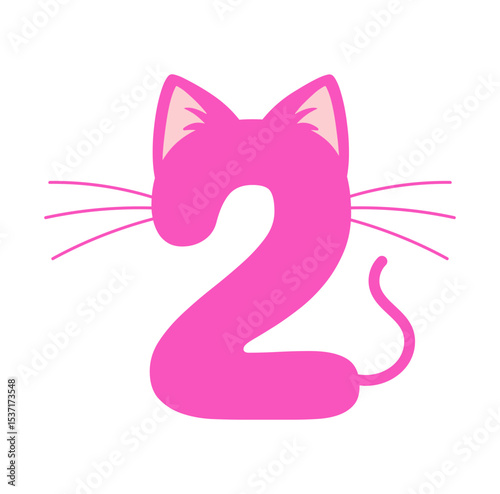 Second Birthday Svg file, Happy Birthday Vector, Cat Number 2 File, Birthday Kid Design, Kitty Number 2 Svg, Birthday Girl Clipart, Birthday Party Design, 2nd Birthday Clipart, Cat Number 2 File.