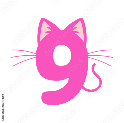 Ninth Birthday Svg file, Happy Birthday Vector, Cat Number 9 File, Birthday Kid Design, Kitty Number 9 Svg, Birthday Girl Clipart, Birthday Party Design, 9th Birthday Clipart, Cat Number 9 Svg.