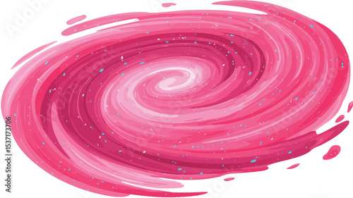 The image is an abstract digital illustration depicting a pink swirl or vortex.  The swirl is rendered in shades of pink, from a lighter pink in the center to a deeper, more saturated pink on the