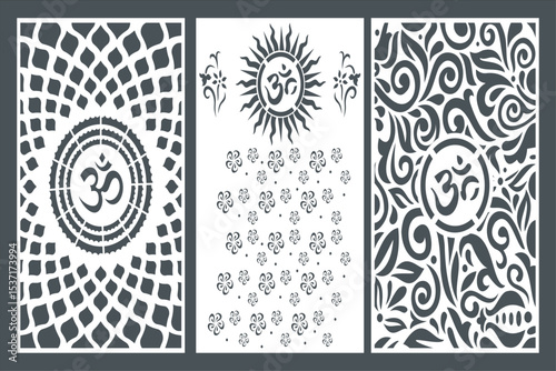 Om Jali design used for temples, Mandir. Om acrylic jali, corian jali and mdf jali.