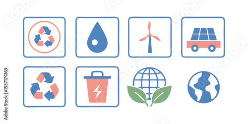 Sustainable icons Renewable energy recycling conservation A journey towards a cleaner greener planet for