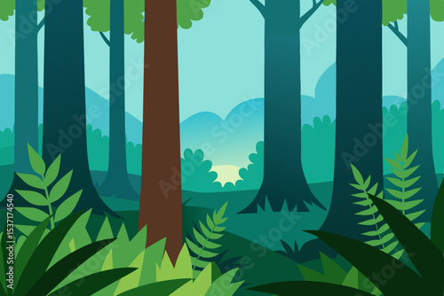 Serene Forest Landscape Lush Greenery and Tranquil Trees
