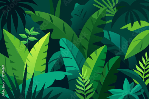 Lush Tropical Rainforest A Vibrant Illustration of Exotic Foliage and Plants