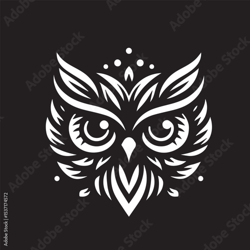 owl eye logo, editable vector image