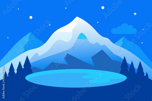 Serene Mountain Lake Landscape A Vibrant Summer Scene with Majestic Peaks and Blooming Flowers