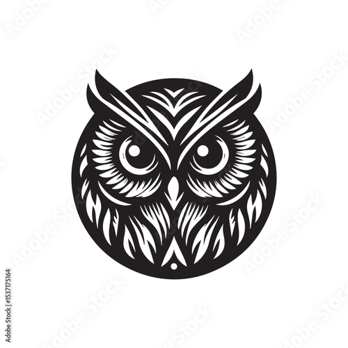owl eye logo, editable vector image