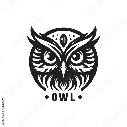 owl eye logo, editable vector image