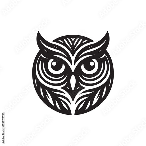 owl eye logo, editable vector image