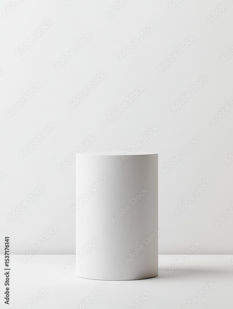 White podium mockup cylinder shape isolated on white background Pedestal stage or platform for product presentation with empty space for display photo template : Generative AI White podium mockup cylinder shape isolated on white background Pedestal stage or platform for product presentation with empty space for display photo template : Generative AI