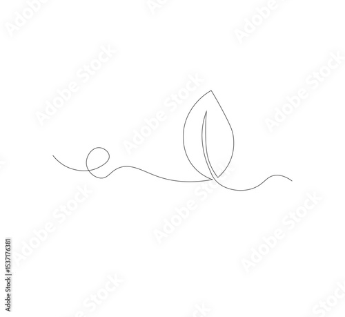 continuous line art sprouting shoots,white background,Plant leaf seed growing soil seedling agriculture concept design,vector illustrator