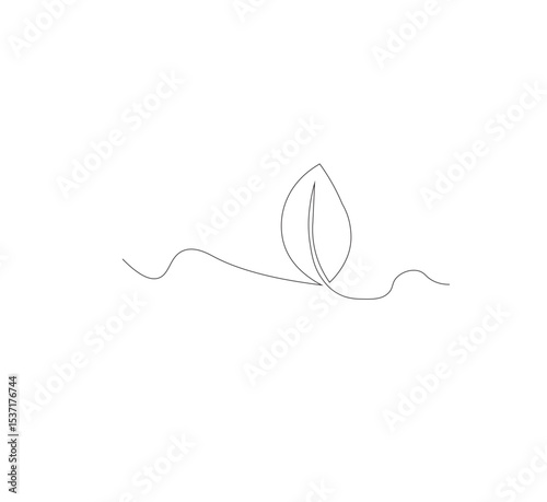 continuous line art sprouting shoots,white background,Plant leaf seed growing soil seedling agriculture concept design,vector illustrator