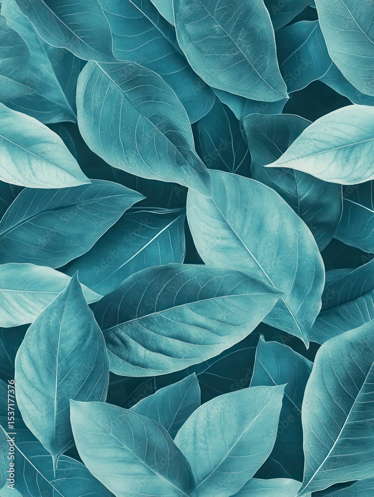 custom made wallpaper toronto digitalPastel teal leaf pattern.