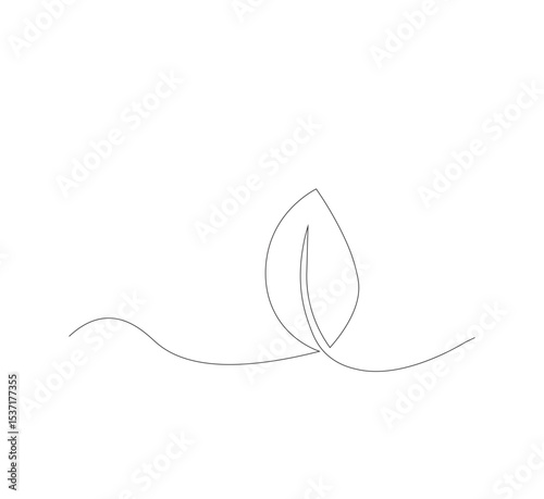 continuous line art sprouting shoots,white background,Plant leaf seed growing soil seedling agriculture concept design,vector illustrator
