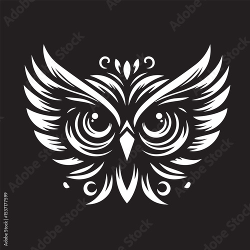 owl eye logo, editable vector image