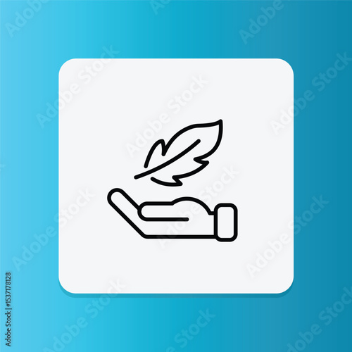 The hand holding a feather icon symbolizes gentle laundry care for sensitive skin or delicate fabrics.