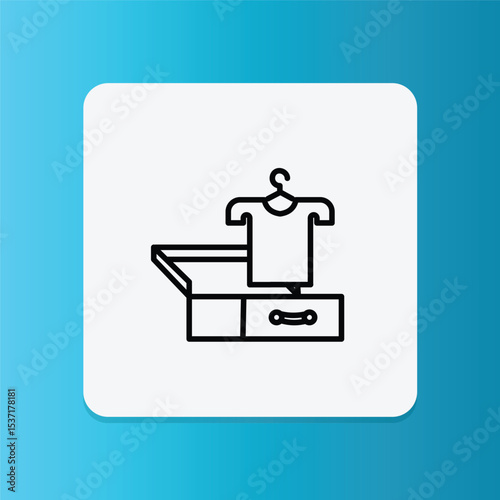 This icon of a shirt with a suitcase represents travel laundry services or hotel laundry convenience.