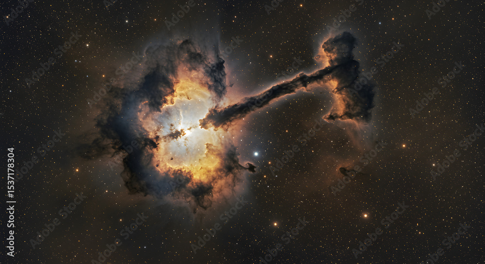 Fototapeta premium Celestial Formation Depicting Cosmic Nebula in a Stellar Field