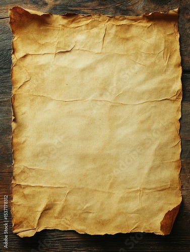 Old paper with manuscript texture. Shabby vintage parchment background. Blank antique page with weathered grunge. Beige and amber shades of aged blank cardbox journal paperboard.