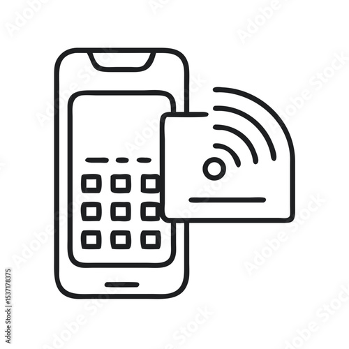 Contactless Payment App Icon Showing Digital Transaction on Smartphone Display